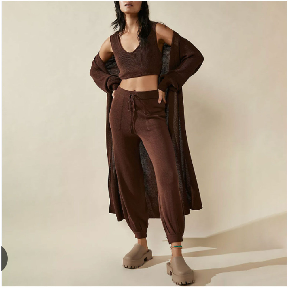 Free People Living In This Sweater 3 Piece Set Brown